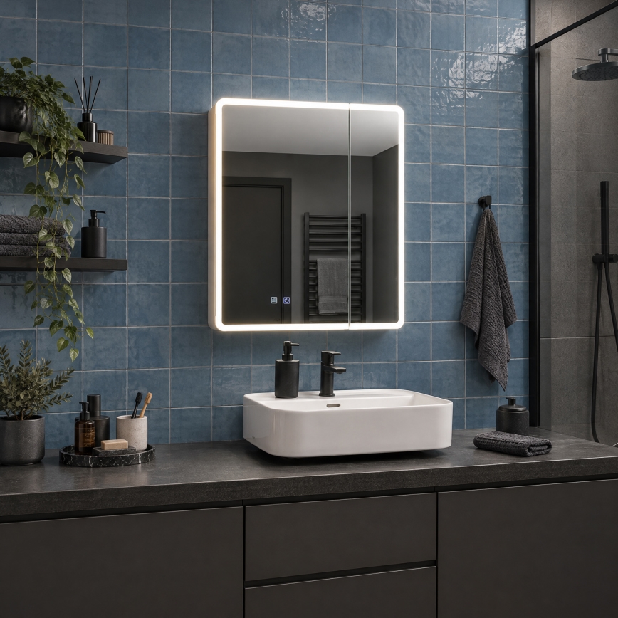 BRILAGI - LED Zrcadlová koupelnová skříňka s podsvícením BRONTE DOUBLE 60x75 cm