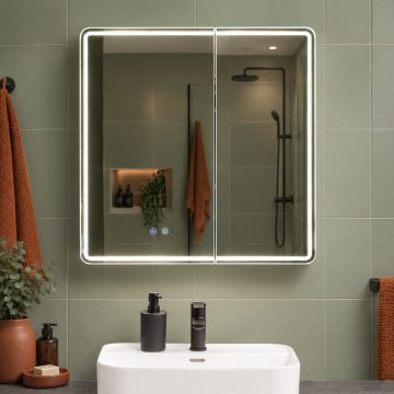 BRILAGI - LED Zrcadlová koupelnová skříňka s podsvícením NOTO DOUBLE 77x70 cm