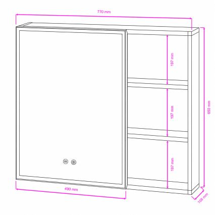 BRILAGI - LED Zrcadlová koupelnová skříňka s podsvícením NOTO SINGLE 78x65 cm