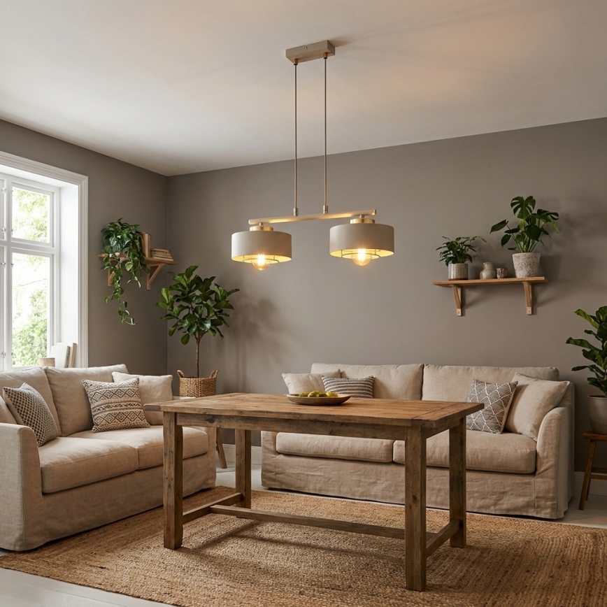 Brilagi - Lustr na lanku 2xE27/60W/230V béžová/zlatá