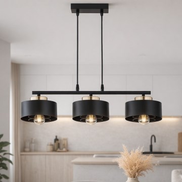 Brilagi - Lustr na lanku 3xE27/60W/230V černá/zlatá