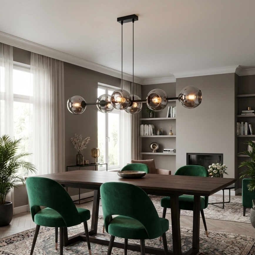 Brilagi - Lustr na lanku 6xE27/60W/230V černá/kouřová šedá