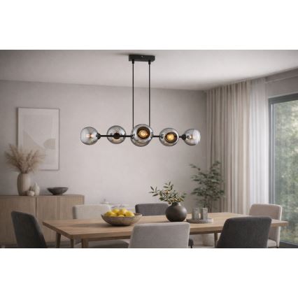 Brilagi - Lustr na lanku 6xE27/60W/230V černá/kouřová šedá