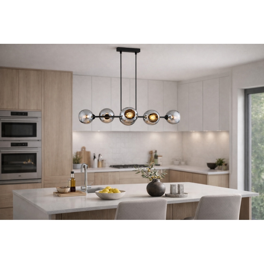 Brilagi - Lustr na lanku 6xE27/60W/230V černá/kouřová šedá