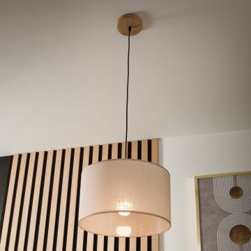 Brilagi - Lustr na lanku ANTHONY 1xE27/60W/230V dub/béžová