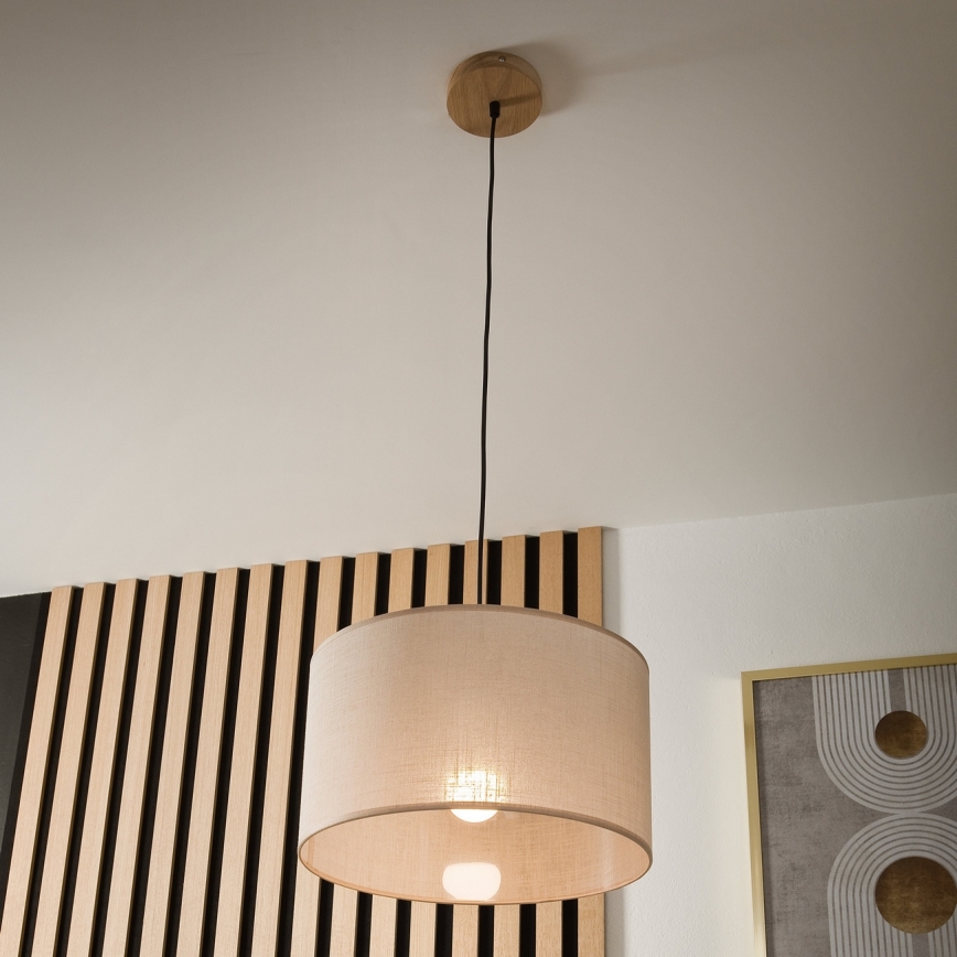 Brilagi - Lustr na lanku ANTHONY 1xE27/60W/230V dub/béžová