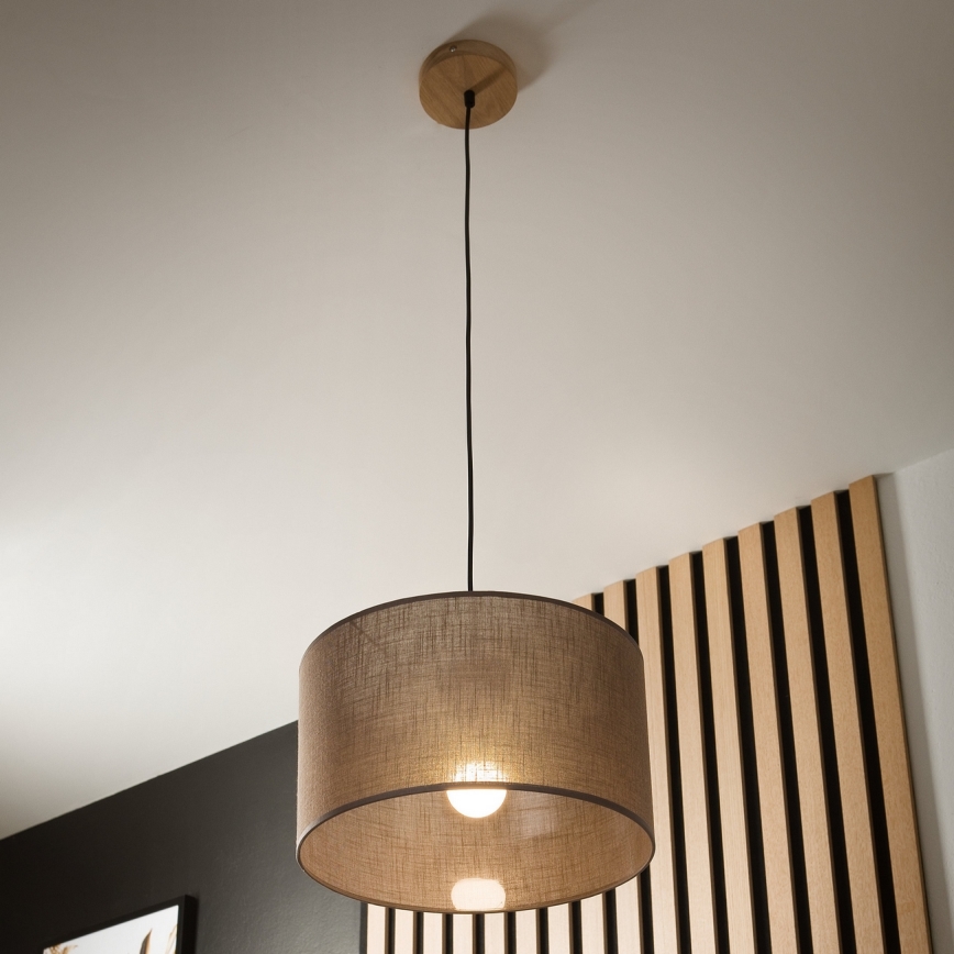 Brilagi - Lustr na lanku ANTHONY 1xE27/60W/230V dub/hnědá