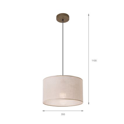 Brilagi - Lustr na lanku ANTHONY 1xE27/60W/230V dub ořech/béžová