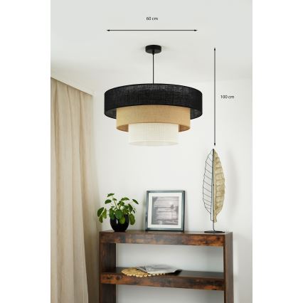 Brilagi - Lustr na lanku ASPEN LUNETA 1xE27/15W/230V pr. 60 cm černá/béžová/krémová