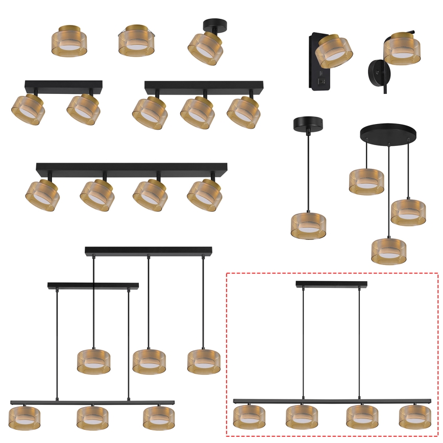 Brilagi - Lustr na lanku AURA LUX 4xGX53/30W/230V černá/zlatá