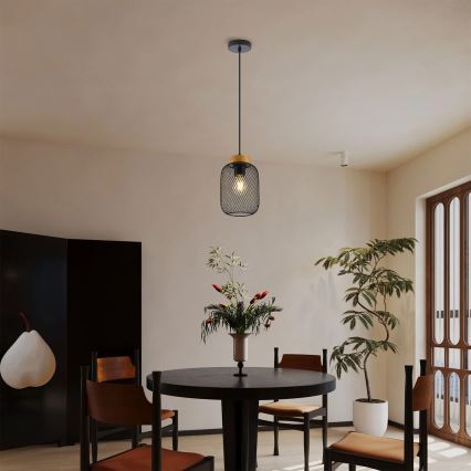 Brilagi - Lustr na lanku BASKLITE 1xE27/15W/230V dřevo/černá