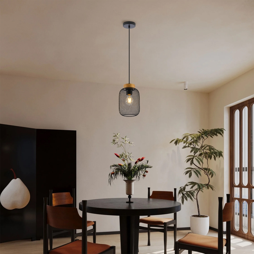 Brilagi - Lustr na lanku BASKLITE 1xE27/15W/230V dřevo/černá