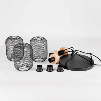 Brilagi - Lustr na lanku BASKLITE 3xE27/15W/230V dřevo/černá