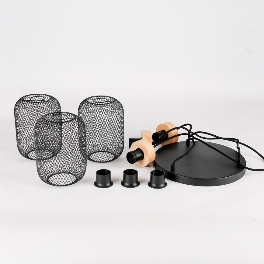 Brilagi - Lustr na lanku BASKLITE 3xE27/15W/230V kaučukovník/černá