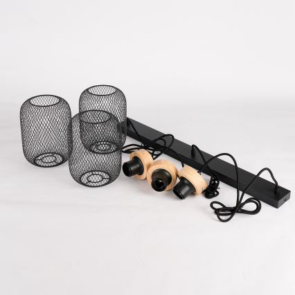 Brilagi - Lustr na lanku BASKLITE 3xE27/15W/230V kaučukovník/černá