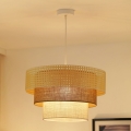 BRILAGI - Lustr na lanku CEDAR LUNETA 1xE27/15W/230V pr. 45 cm ratan/hnědá/krémová