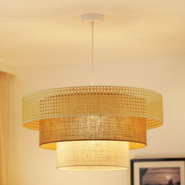 Brilagi - Lustr na lanku CEDAR LUNETA 1xE27/15W/230V pr. 60 cm ratan/hnědá/krémová