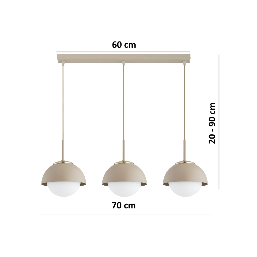 Brilagi - Lustr na lanku COSMO 3xE27/60W/230V béžová/zlatá
