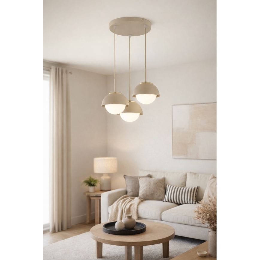 Brilagi - Lustr na lanku COSMO 3xE27/60W/230V béžová/zlatá