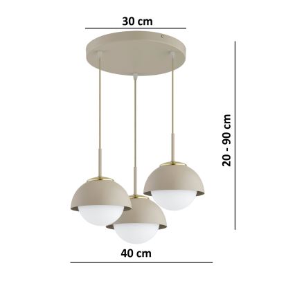 Brilagi - Lustr na lanku COSMO 3xE27/60W/230V béžová/zlatá