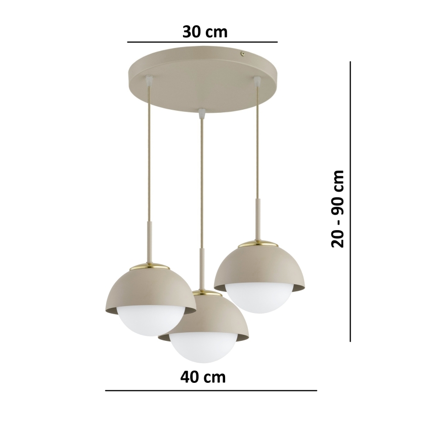 Brilagi - Lustr na lanku COSMO 3xE27/60W/230V béžová/zlatá