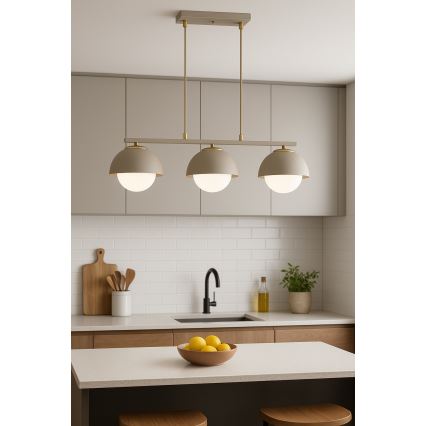 Brilagi - Lustr na lanku COSMO 3xE27/60W/230V béžová/zlatá