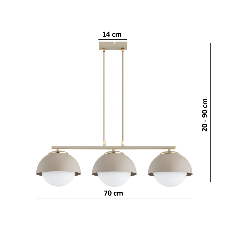 Brilagi - Lustr na lanku COSMO 3xE27/60W/230V béžová/zlatá
