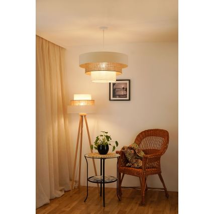 Brilagi - Lustr na lanku DENVER LUNETA 1xE27/15W/230V pr. 60 cm béžová/hnědá/krémová