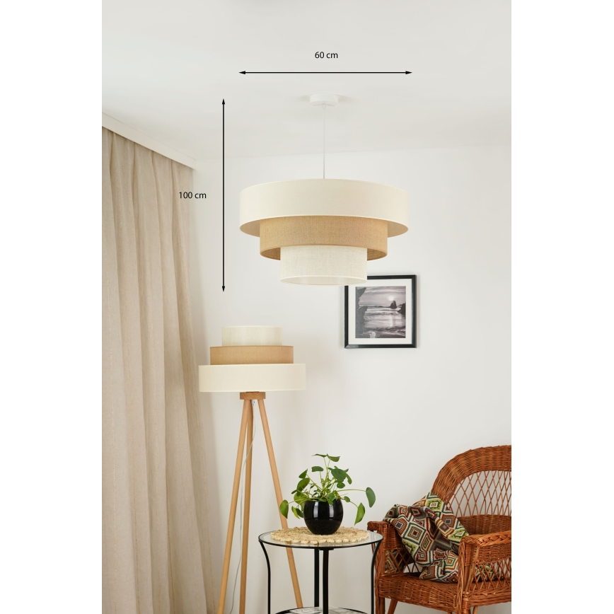 Brilagi - Lustr na lanku DENVER LUNETA 1xE27/15W/230V pr. 60 cm béžová/hnědá/krémová