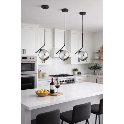 Brilagi - Lustr na lanku DIOR 1xE27/60W/230V černá/kouřová šedá