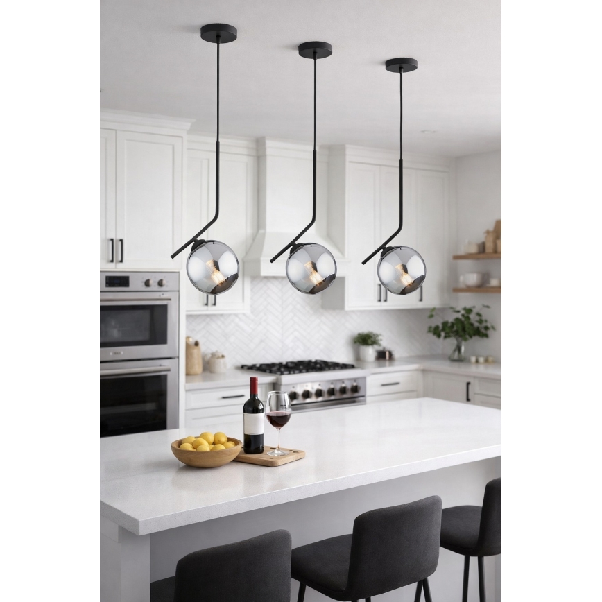 Brilagi - Lustr na lanku DIOR 1xE27/60W/230V černá/kouřová šedá