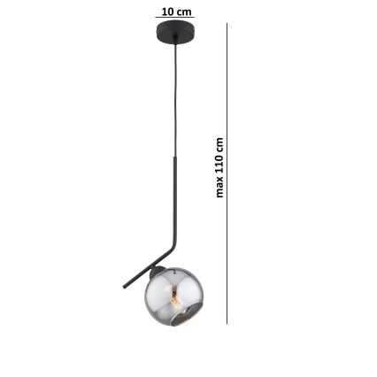 Brilagi - Lustr na lanku DIOR 1xE27/60W/230V černá/kouřová šedá