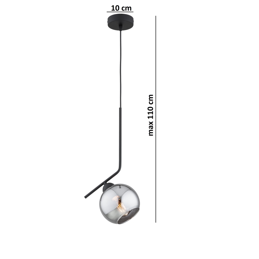 Brilagi - Lustr na lanku DIOR 1xE27/60W/230V černá/kouřová šedá