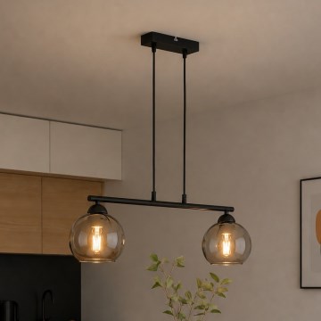 Brilagi - Lustr na lanku DIOR 2xE27/60W/230V černá/kouřová šedá
