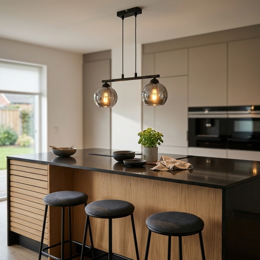 Brilagi - Lustr na lanku DIOR 2xE27/60W/230V černá/kouřová šedá