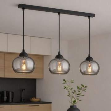 Brilagi - Lustr na lanku DIOR 3xE27/60W/230V černá/kouřová šedá