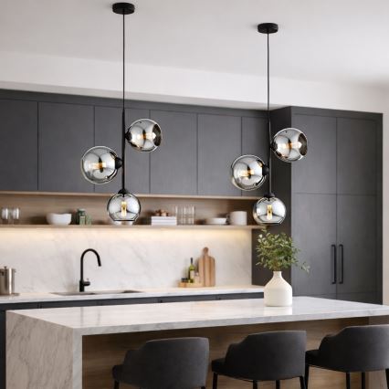 Brilagi - Lustr na lanku DIOR 3xE27/60W/230V černá/kouřová šedá