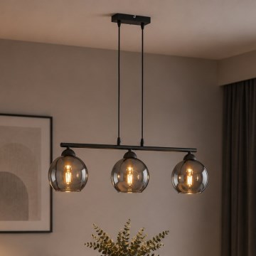Brilagi - Lustr na lanku DIOR 3xE27/60W/230V černá/kouřová šedá