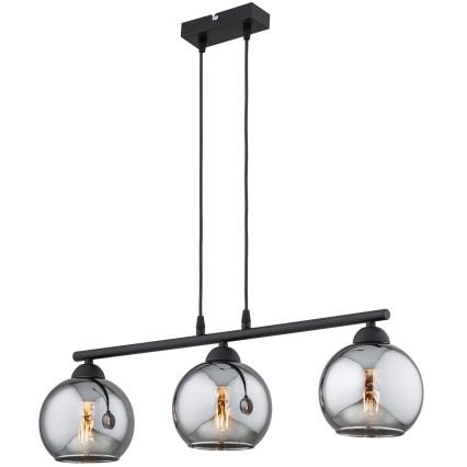 Brilagi - Lustr na lanku DIOR 3xE27/60W/230V černá/kouřová šedá