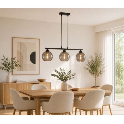 Brilagi - Lustr na lanku DIOR 3xE27/60W/230V černá/kouřová šedá