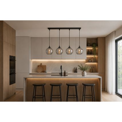 Brilagi - Lustr na lanku DIOR 4xE27/60W/230V černá/kouřová šedá