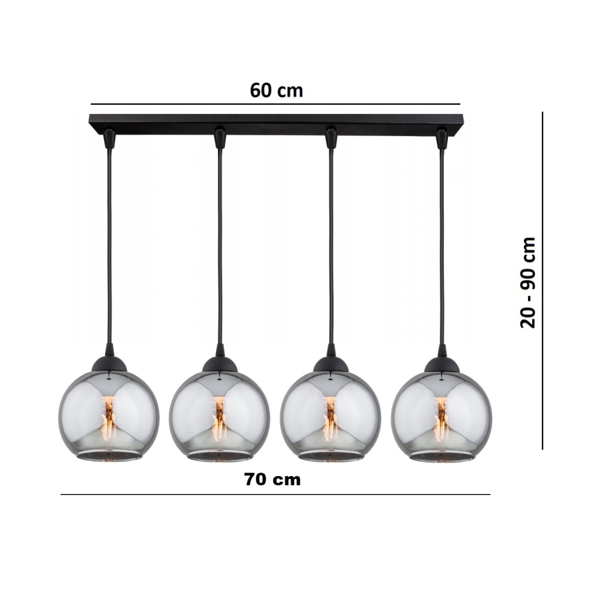Brilagi - Lustr na lanku DIOR 4xE27/60W/230V černá/kouřová šedá