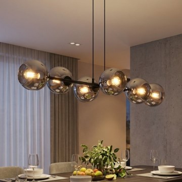 Brilagi - Lustr na lanku DIOR 6xE27/60W/230V černá/kouřová šedá