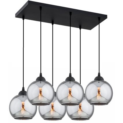 Brilagi - Lustr na lanku DIOR 6xE27/60W/230V černá/kouřová šedá