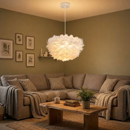 Brilagi - Lustr na lanku FEATHER 3xE27/40W/230V pr. 40 cm bílá