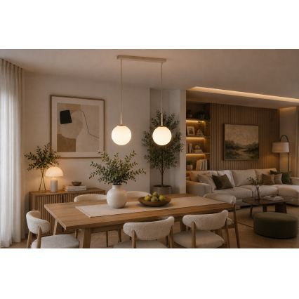 Brilagi - Lustr na lanku MILO 2xE27/60W/230V béžová/zlatá