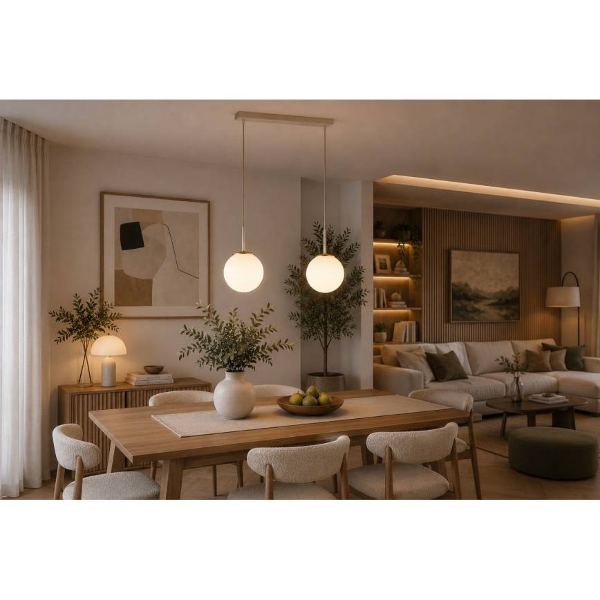 Brilagi - Lustr na lanku MILO 2xE27/60W/230V béžová/zlatá