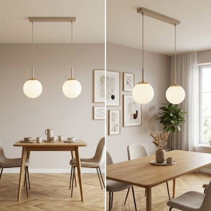 Brilagi - Lustr na lanku MILO 2xE27/60W/230V béžová/zlatá