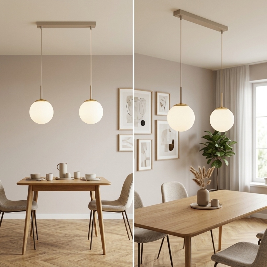 Brilagi - Lustr na lanku MILO 2xE27/60W/230V béžová/zlatá