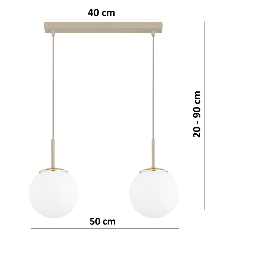Brilagi - Lustr na lanku MILO 2xE27/60W/230V béžová/zlatá